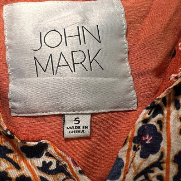 John Mark Blouse Size S Orange Artsy Boho Floral Mixed Print Tunic Top Flowy EUC - Picture 12 of 13